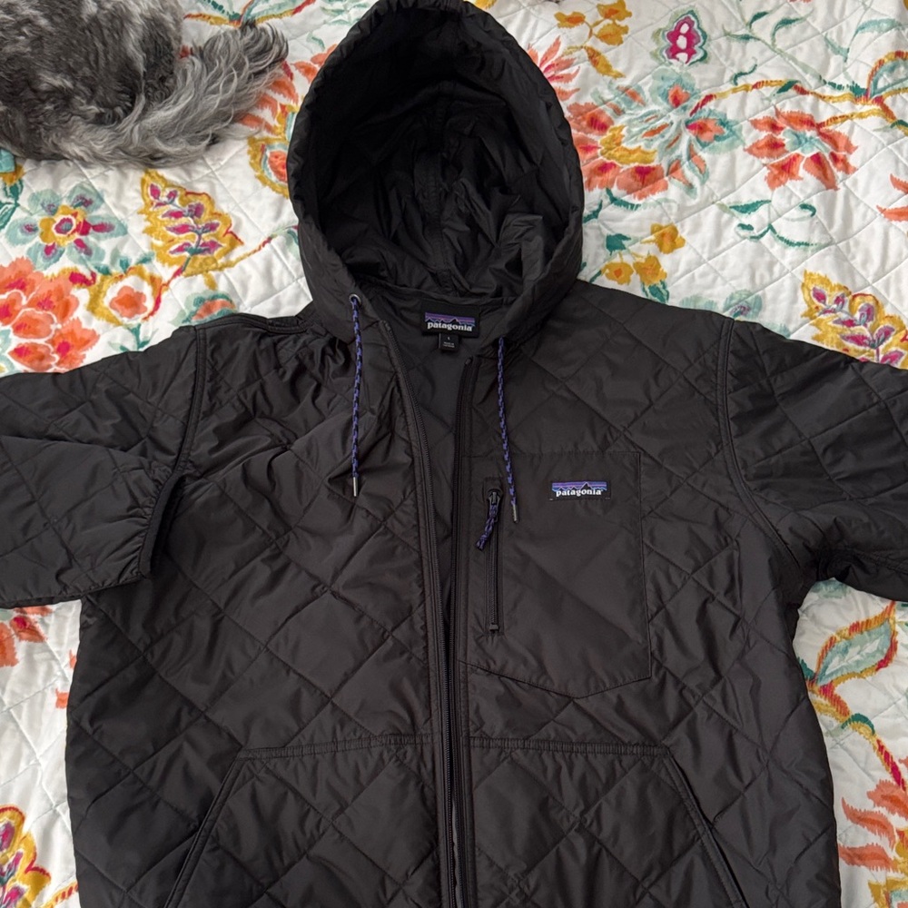 Patagonia Charcoal Quilted Hooded Jacket